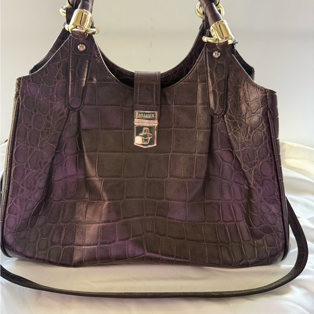 Brahmin Petro-Versilia color Crocodile-Embossed Shoulder Bag